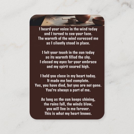 Memorial Pocket Kaart Potter Aardewerk Craft Visitekaartje (Achterkant)