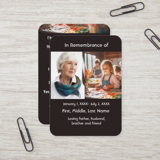 Memorial Pocket Kaart Schilder Schilderkunst Visitekaartje (Voorkant / Achterkant in situ)