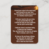 Memorial Pocket Kaart Schrijver Docent Visitekaartje (Achterkant)