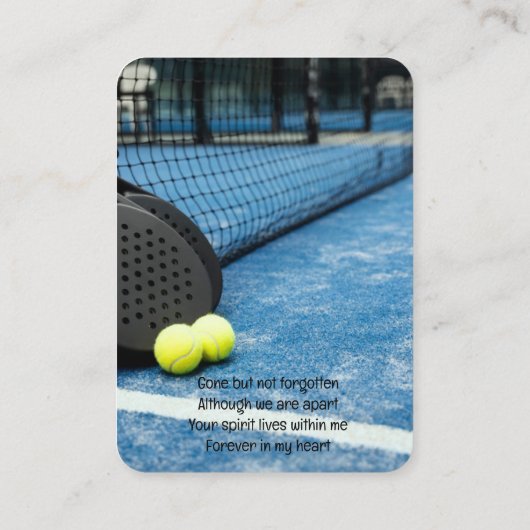 Memorial Pocket Kaart Tennis Game Racket Ball Visitekaartje (Achterkant)