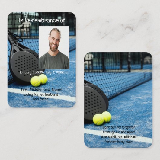 Memorial Pocket Kaart Tennis Game Racket Ball Visitekaartje (Voorkant / Achterkant)