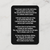 Memorial Pocket Kaart Yoga Visitekaartje (Achterkant)