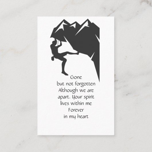 Memorial Pocket Keepomwille Mountain Rock Climate Visitekaartje (Achterkant)