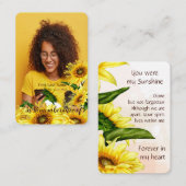 Memorial Pocket Keepomwille Sunflower Sunshine Visitekaartje (Voorkant / Achterkant)
