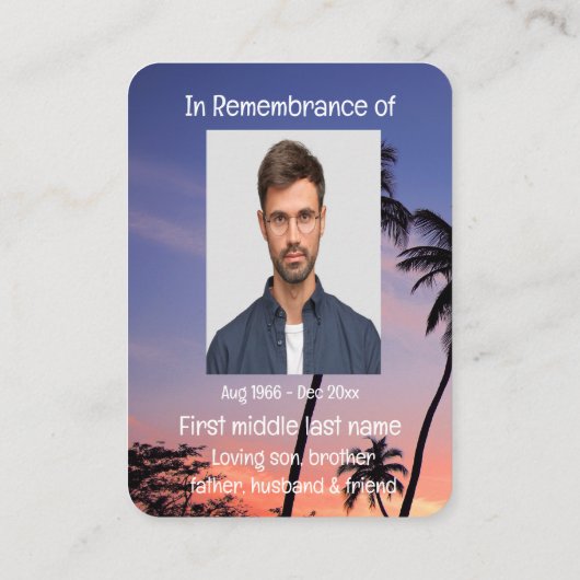 Memorial Pocket Keepomwille Tropical Beach Paradis Visitekaartje (Achterkant)