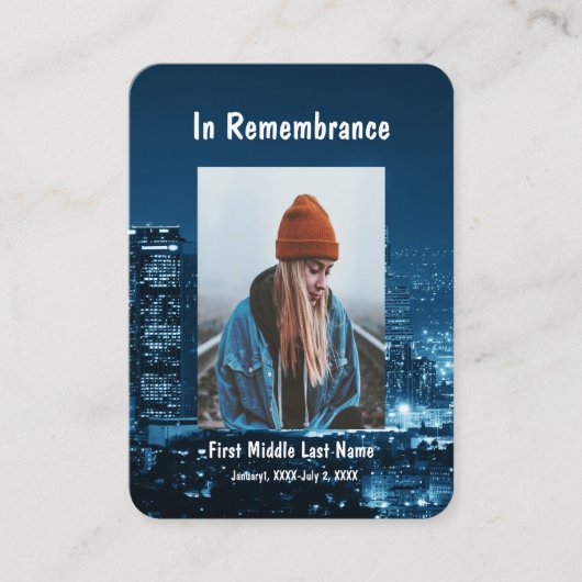 Memorial pocket Keepsake City Lights Night Sky Visitekaartje (Voorkant)