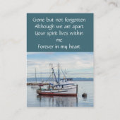 Memorial Pocket Keepsake Commercial Vissende boot Visitekaartje (Achterkant)