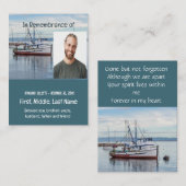 Memorial Pocket Keepsake Commercial Vissende boot Visitekaartje (Voorkant / Achterkant)