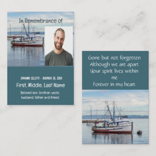 Memorial Pocket Keepsake Commercial Vissende boot Visitekaartje