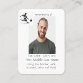 Memorial Pocket Keepsake Herdenking Voetbalspeler Visitekaartje (Achterkant)