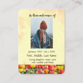 Memorial Pocket Keepsake Tulpen Tuin Bloemen Visitekaartje (Voorkant)