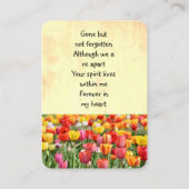 Memorial Pocket Keepsake Tulpen Tuin Bloemen Visitekaartje (Achterkant)