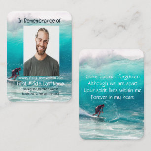 Memorial Pocket Keepslag Wave Surfer Water Visitekaartje