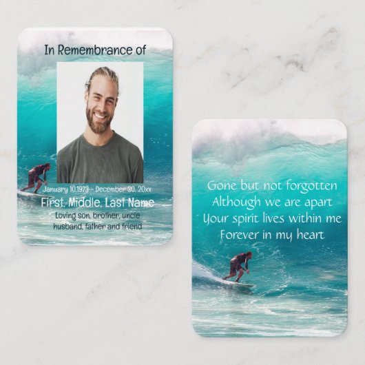 Memorial Pocket Keepslag Wave Surfer Water Visitekaartje (Voorkant / Achterkant)