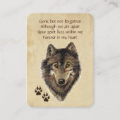 Memorial Pocket Keepslag Wolf Animal Visitekaartje (Voorkant)