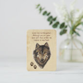 Memorial Pocket Keepslag Wolf Animal Visitekaartje (Staand voorkant)