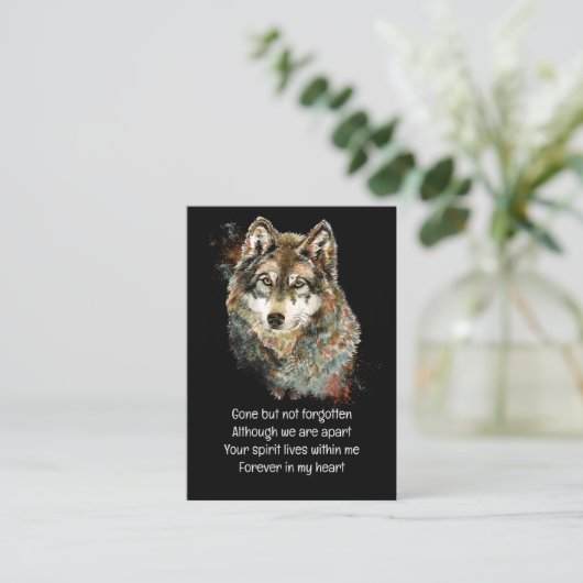 Memorial Pocket Keepslag Wolf Animal Visitekaartje (Staand voorkant)