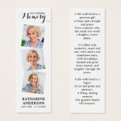 Memorial Poem 3 Foto Funeral Prayer Bladwijzer Mini Visitekaartjes (Voorkant /achterkant)