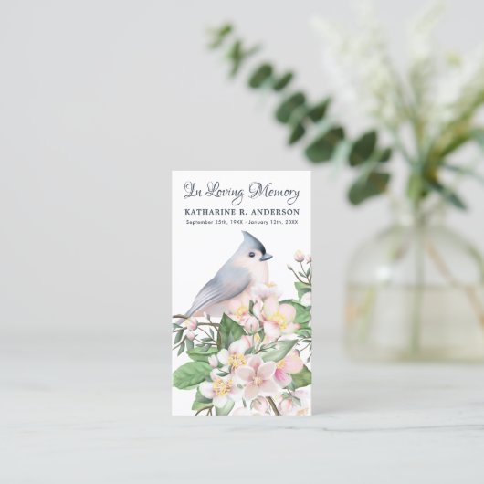 Memorial Poem Bird Flowers Funeral Prayer Kaart Contactkaartje (Staand voorkant)