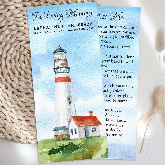 Memorial Poem Funeral Prayer Bladwijzer Lighthouse