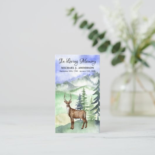 Memorial Poem Funeral Prayer Kaart Woodland Deer Contactkaartje (Staand voorkant)