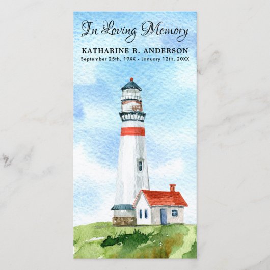 Memorial Poem Lighthouse Funeral Prayer Bladwijzer (Voorkant)