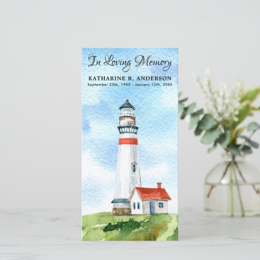Memorial Poem Lighthouse Funeral Prayer Bladwijzer (Staand voorkant)