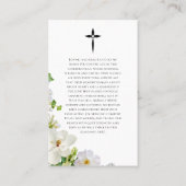 Memorial Prayer Card With White Flowers Visitekaartje (Achterkant)