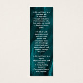 Memorial Prayer Funeral Bladwijzer Emerald Green Mini Visitekaartjes (Achterkant)