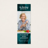 Memorial Prayer Funeral Bladwijzer Emerald Green Mini Visitekaartjes (Voorkant)