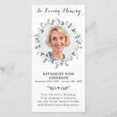 Memorial Prayer Funeral Bladwijzer Kaart Eucalyptu (Voorkant)