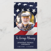 Memorial Prayer Kaart American Flag Veteran Funera (Voorkant)