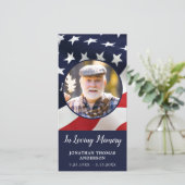 Memorial Prayer Kaart American Flag Veteran Funera (Staand voorkant)