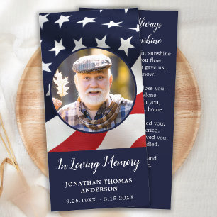 Memorial Prayer Kaart American Flag Veteran Funera