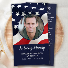 Memorial Prayer Kaart American Flag Veteran Funera Contactkaartje