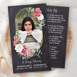 Memorial Prayer Kaart Elegant Foto Floral Funeral