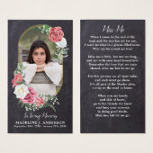 Memorial Prayer Kaart Elegant Foto Floral Funeral (Voorkant /achterkant)