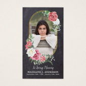 Memorial Prayer Kaart Elegant Foto Floral Funeral (Voorkant)