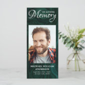 Memorial Prayer Kaart Emerald Green Funeral Foto (Staand voorkant)