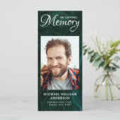 Memorial Prayer Kaart Foto Emerald Green Funeral (Staand voorkant)