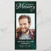 Memorial Prayer Kaart Foto Emerald Green Funeral (Voorkant)