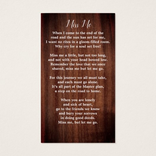 Memorial Prayer Kaart Foto Land Floral Funeral (Achterkant)