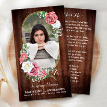 Memorial Prayer Kaart Foto Land Floral Funeral