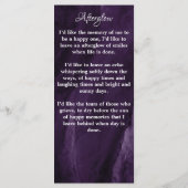 Memorial Prayer Kaart Foto Paars Marble Funeral (Achterkant)