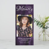 Memorial Prayer Kaart Foto Paars Marble Funeral (Staand voorkant)
