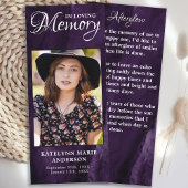 Memorial Prayer Kaart Foto Paars Marble Funeral