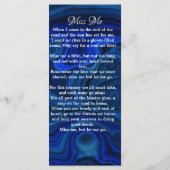 Memorial Prayer Kaart Funeral Bladwijzer Blue (Achterkant)