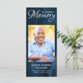 Memorial Prayer Kaart Funeral Bladwijzer Blue Phot (Staand voorkant)