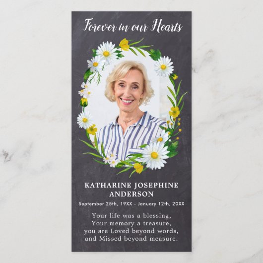 Memorial Prayer Kaart Funeral Bladwijzer Floral (Voorkant)