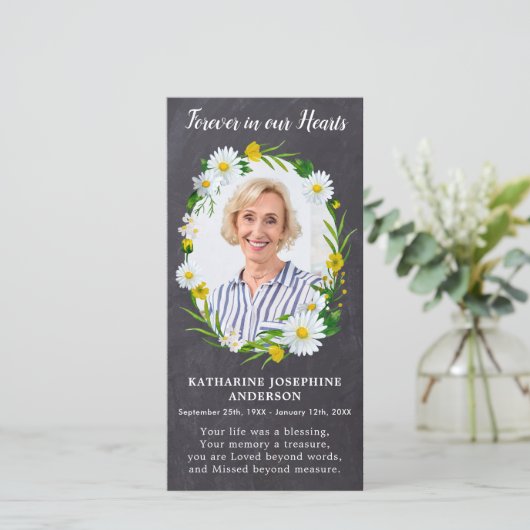 Memorial Prayer Kaart Funeral Bladwijzer Floral (Staand voorkant)